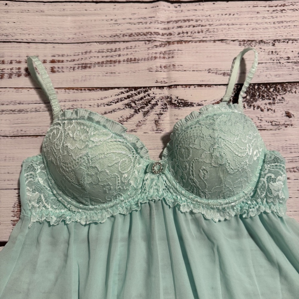 Seductive Wear by Cinema Etoile Mint Green Night Gown Top Women's Size Small‎ - Picture 2 of 9